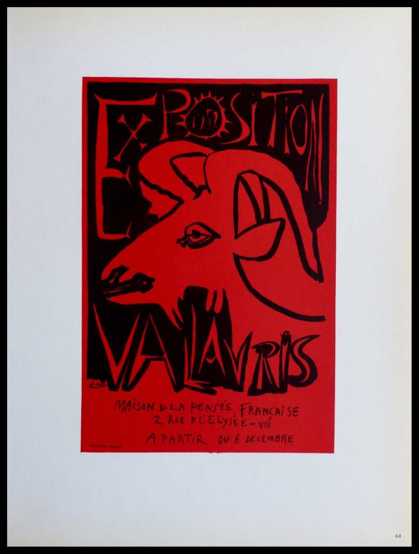 (alt="lithography Pablo PICASSO Exposition Vallauris Maison de la pensée française signed in the plate 1959)")