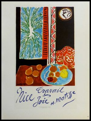 (alt="lithography Henri MATISSE Nice Joie Travail signed in the plate 1959")
