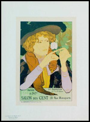 (alt="original lithography from Masters of poster plate 10, Salon des cent rue bonaparte paris, signed in the plate printed by CHAIX 1896")