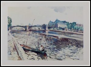 (alt="héliogravure René KUDER, bridges of PARIS, Sully bridge, signed in the plate, limited edition, printed by LAHURE 1946")