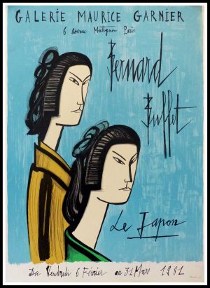 (alt="Bernard BUFFET - Maurice Garnier Japan, original vintage poster lithography, signed in the plate, printed by MOURLOT 1981")