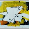 (alt="lithography Georges BRAQUE l'oiseau jaune, abstract lithography monogrammed in the plate printed by MOURLOT 1959")