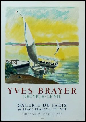 (alt="Yves BRAYER - Galerie de PARIS, l'Egype, le Nil, original gallery poster, printed by MOURLOT 1967")
