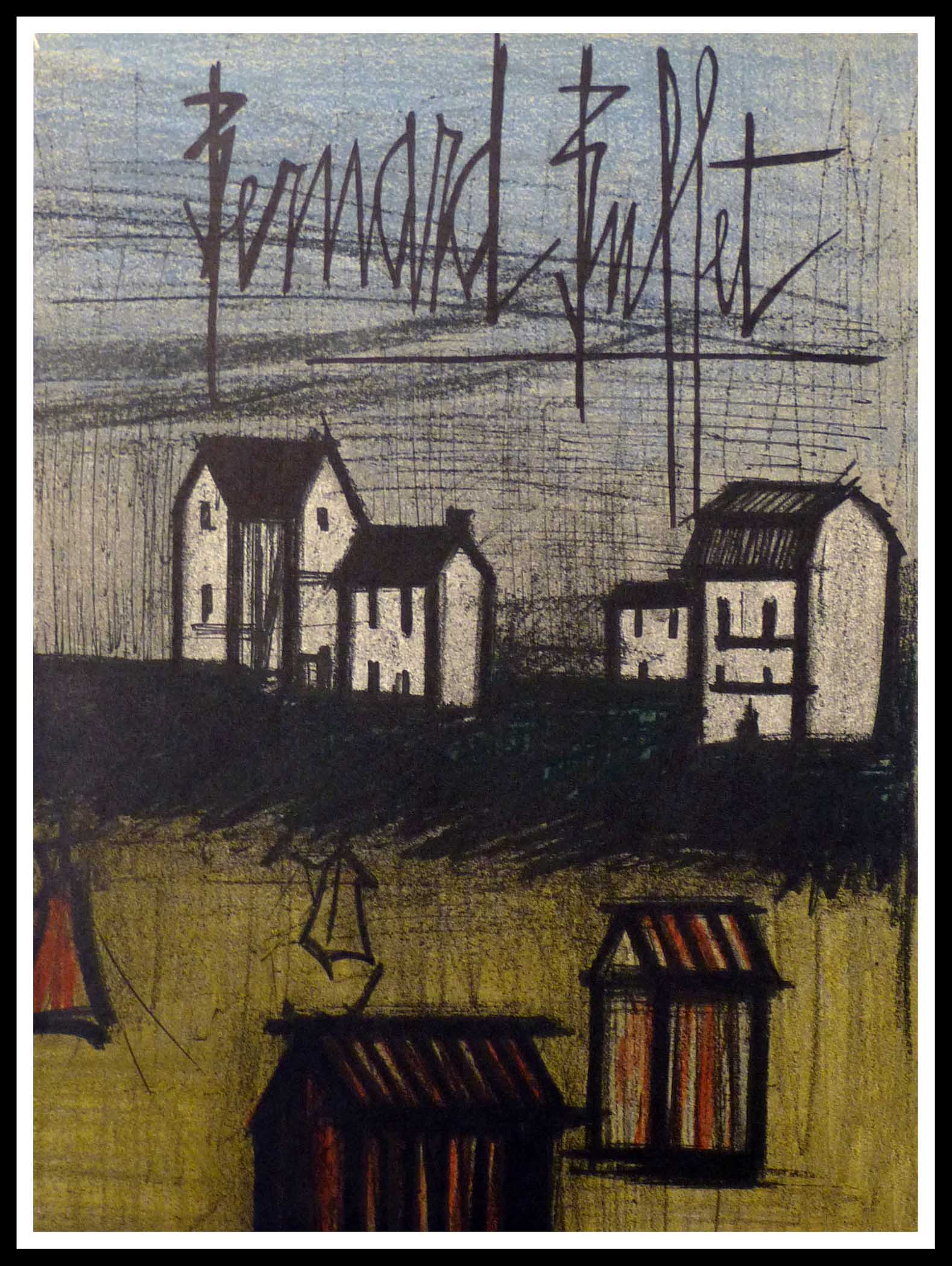 Lithographie originale Bernard Buffet 31 x 23 cm signé La petite plage 1967