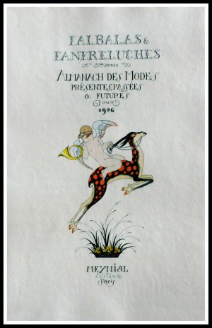 Couverture originales Falbalas et Fanfreluches almanach pour 1926 Georges BARBIER 26 x 17 cm pochoir original