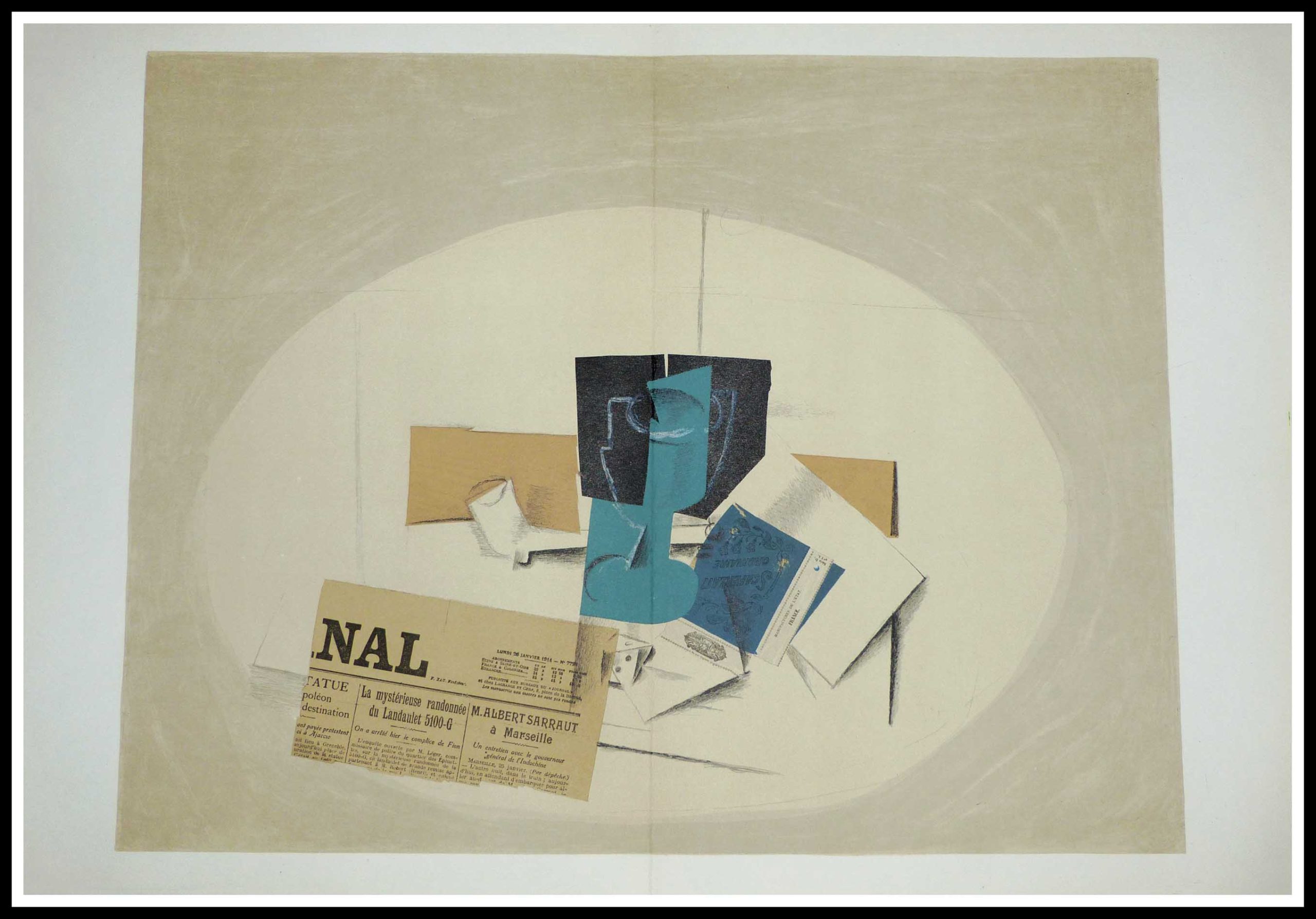 (alt="Georges BRAQUE, Composition, newspaper, lithograph from Derrière le Miroir 1963 printed by ARTE")