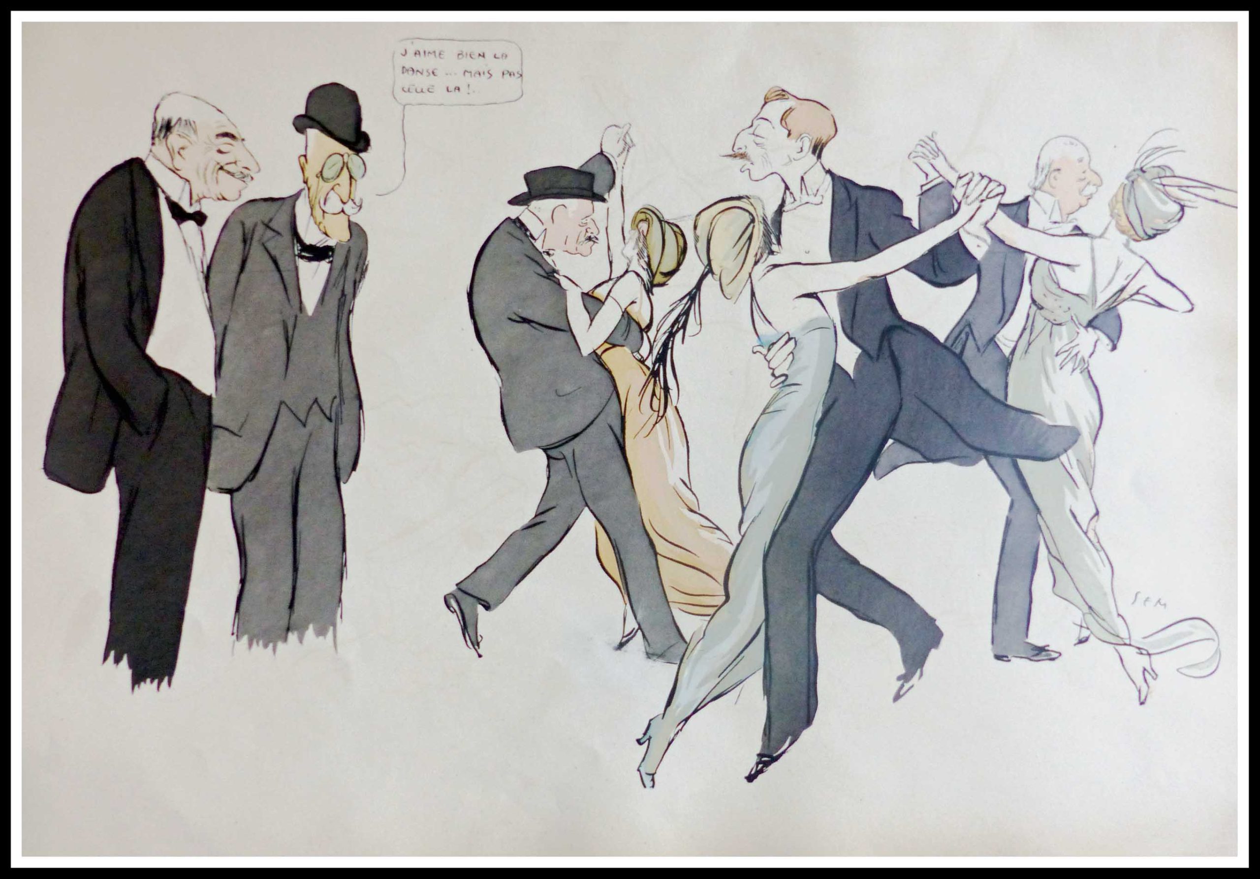 Tangoville j aime bien la danse mais pas celle la 1913 SEM original stencil signed