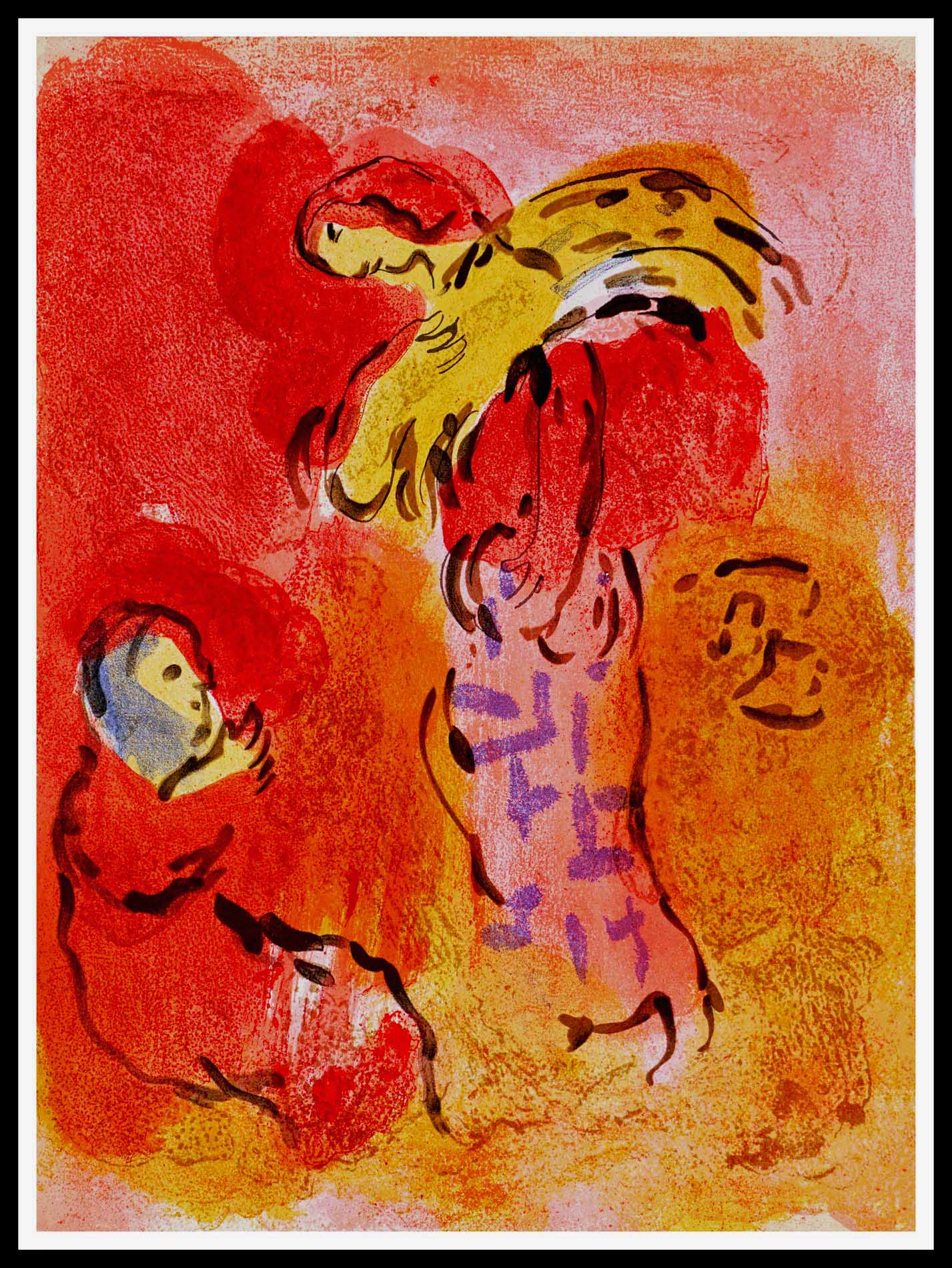 original Lithography Marc CHAGALL 1960 Ruth Glaneuse La Bible size 36 x 27 cm printed by Mourlot