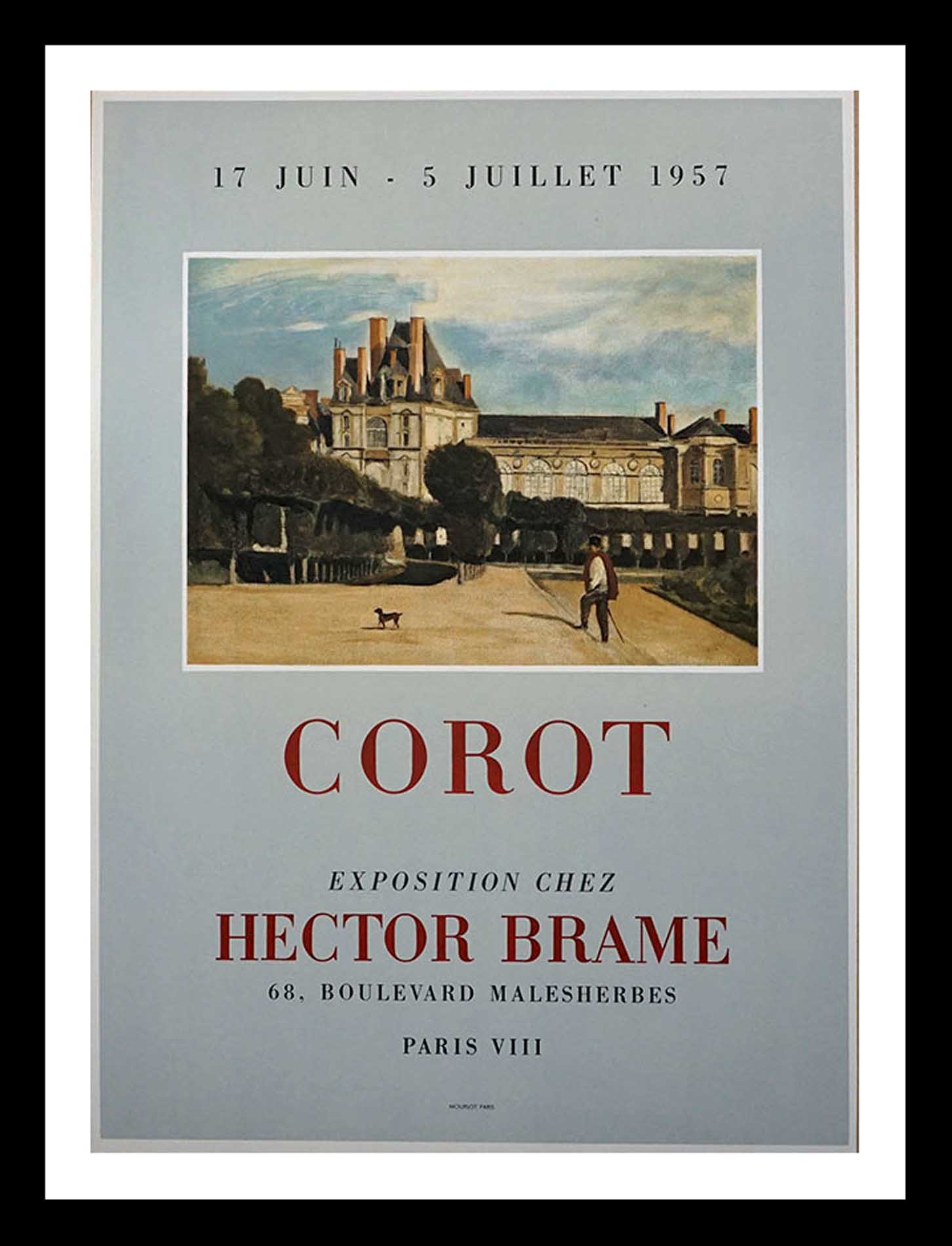 Corot, Galerie Hector Brame 58.5 x 42 cm A+ MOURLOT 1957