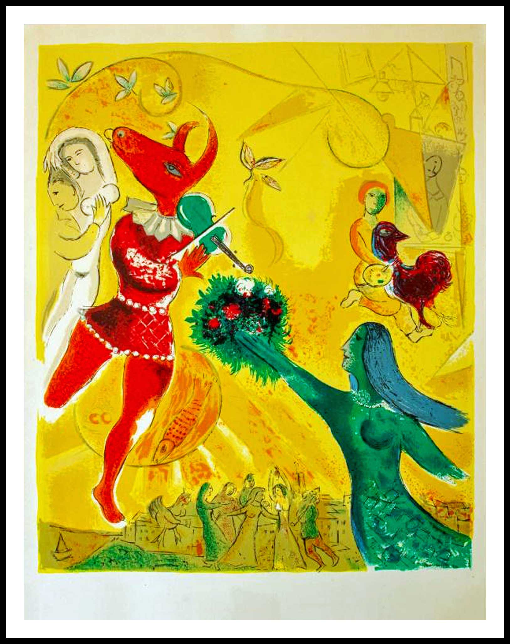 La danse lithographie Marc CHAGALL 38 x 28 cm condition A+ papier vélin Imprimerie Edition Pierre à feu 1951