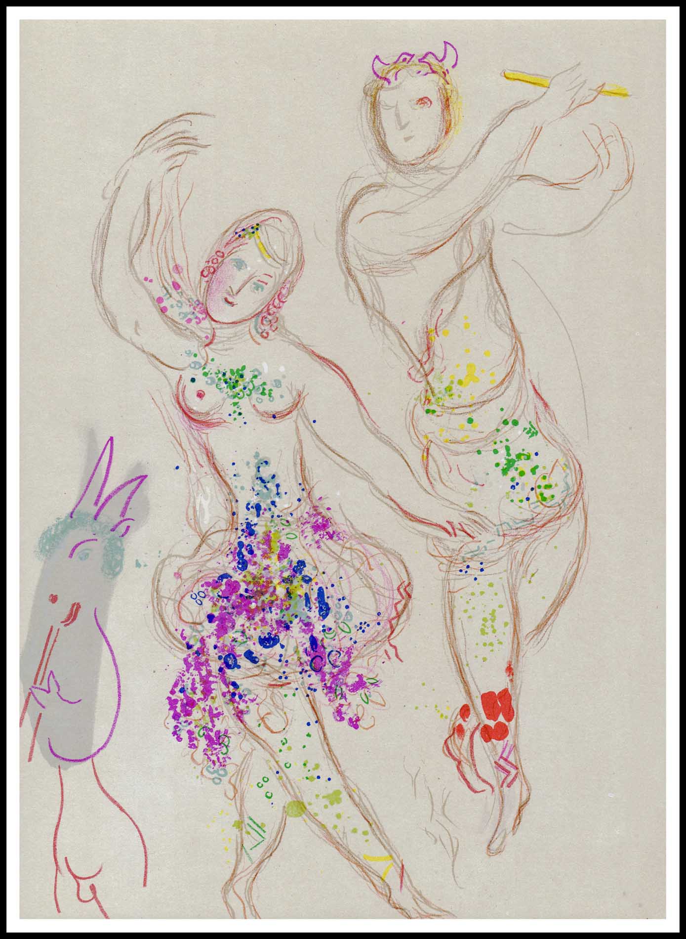 Marc Chagall Le Ballet, Daphnis et Chloé 1969, Lithographie originale 35 x 25 cm Imprimerie Mourlot